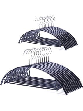 Non-Slip PVC Coating Hangers for Sweaters, Dresses & Golf Shirts - 20 Pack Black